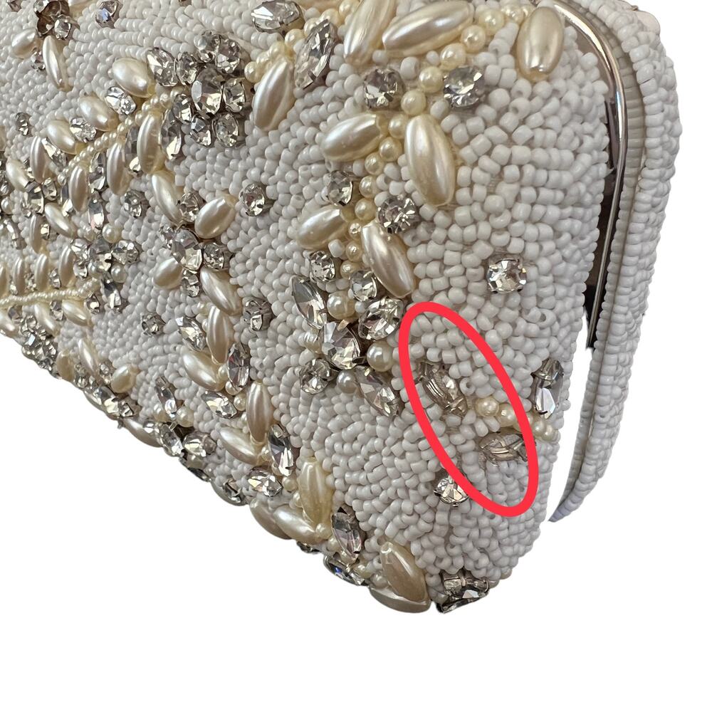 From St Xavier Diamante Vine Box Clutch in Ivory (flawed) NWOT - Picture 7 of 9